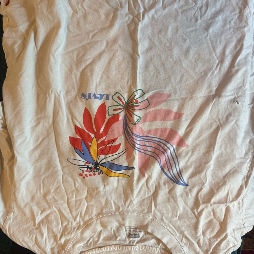 Levi's White Tee with Colorful Floral Design